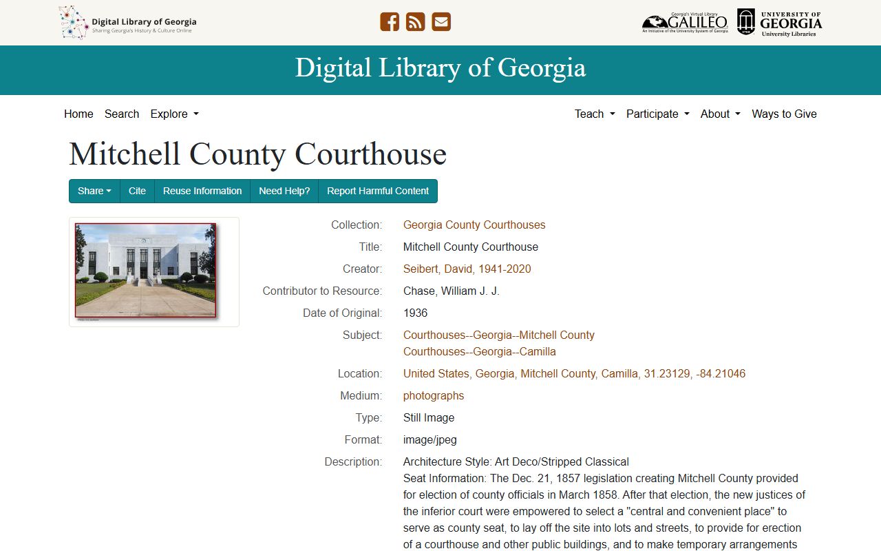 Mitchell County court records courthouse history source
