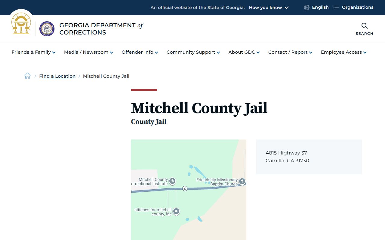 Mitchell County inmate records GDC jail location