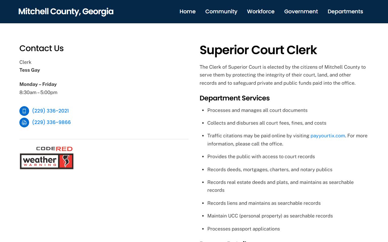 Mitchell County marriage and divorce records Superior Court Clerk route