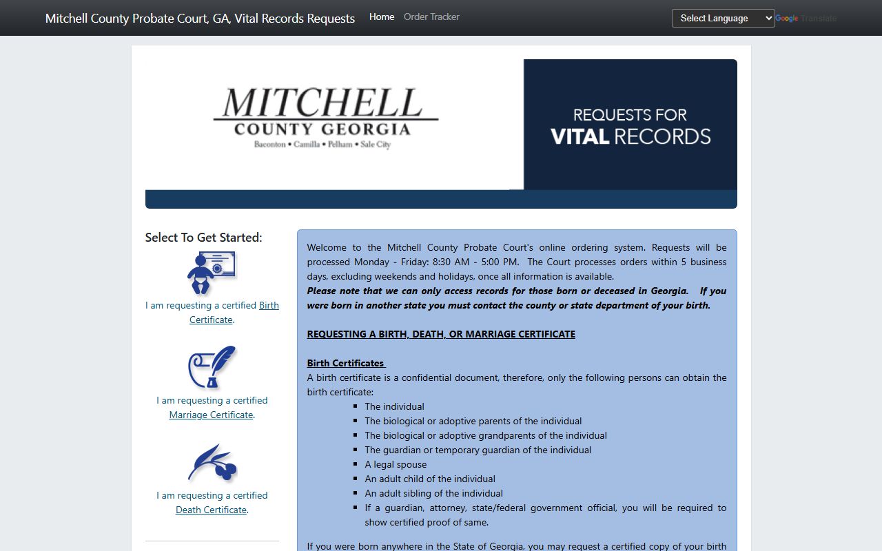Mitchell County probate records Permitium vital record portal